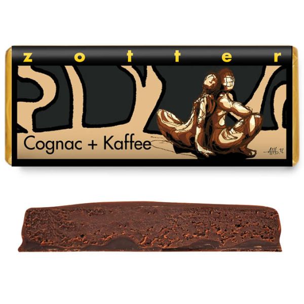 Handgeschöpfte Schokolade Zotter Cognac+Kaffee