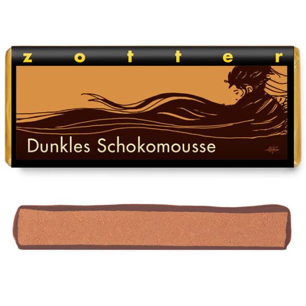 Handgeschöpfte Schokolade Zotter dunkles Schokomousse
